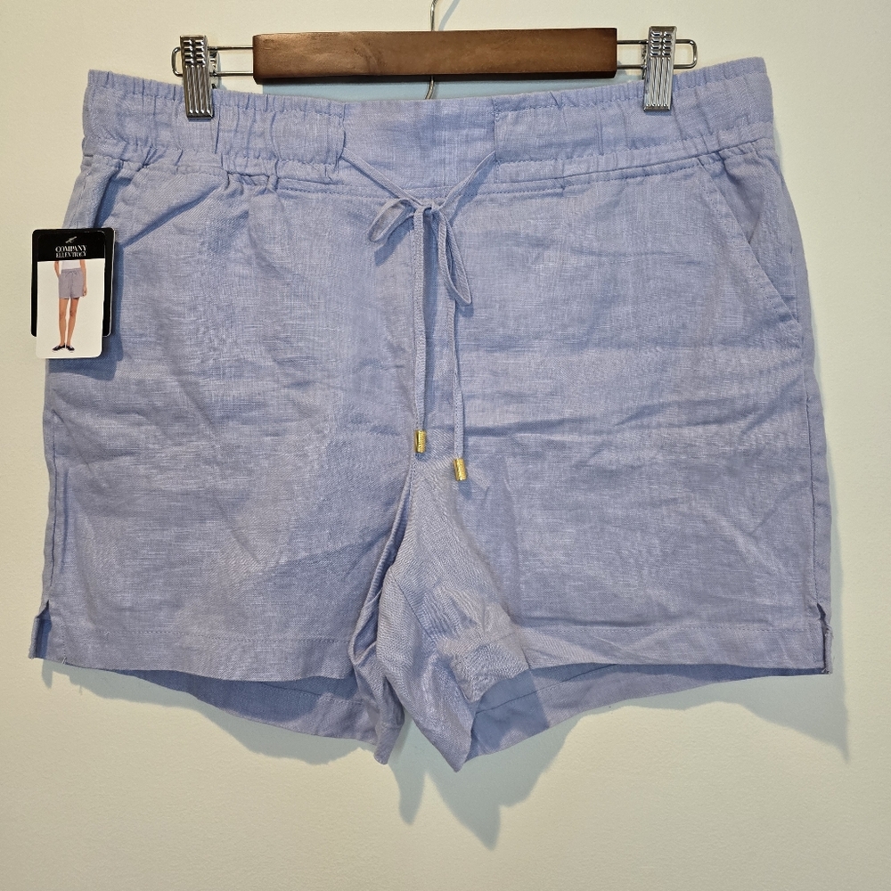 Company Ellen Tracy 100% Linen Light Blue  Pull-On Shorts - Women's Medium